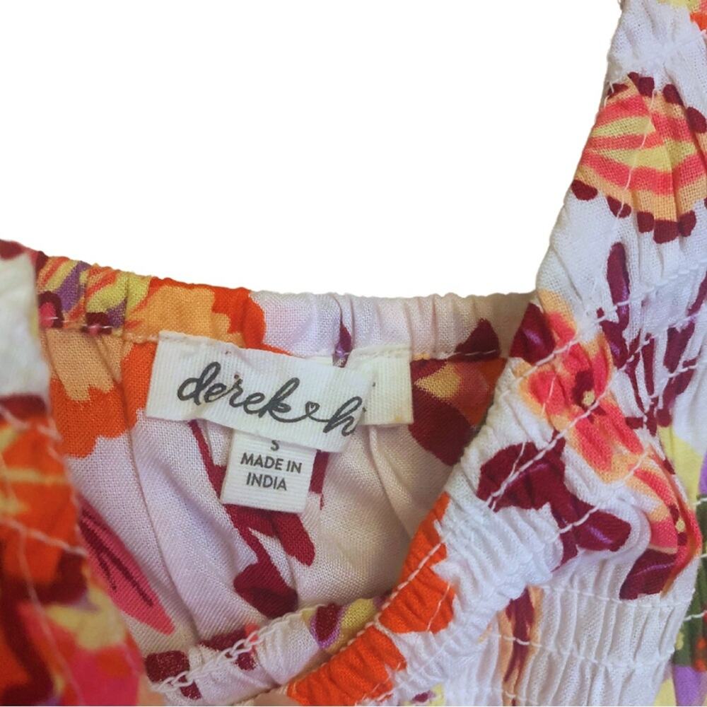 2/$30 Long Floral Print Sleeveless Maxi Dress Colorful Orange White Prairie Boho - Picture 6 of 11